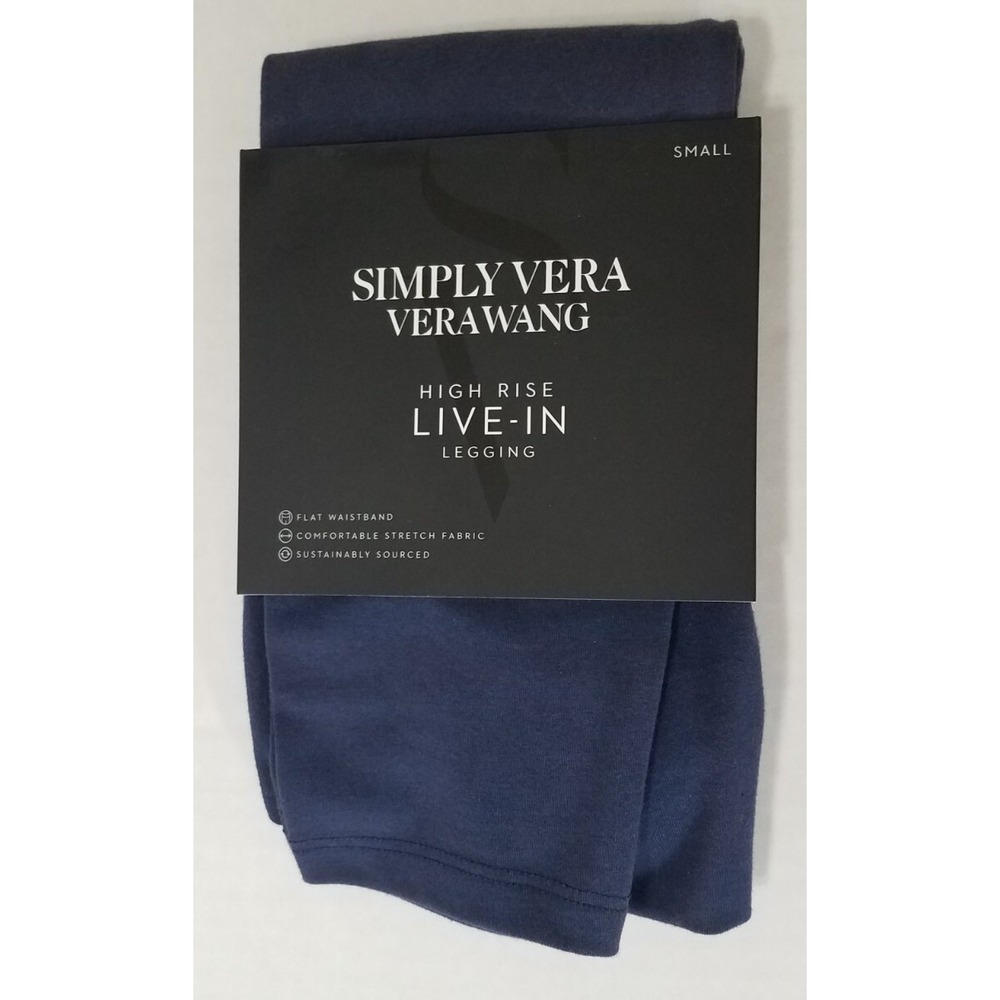 Simply Vera Wang Live-In High Rise Capri Leggings Women Small Blue Stretch NEW
